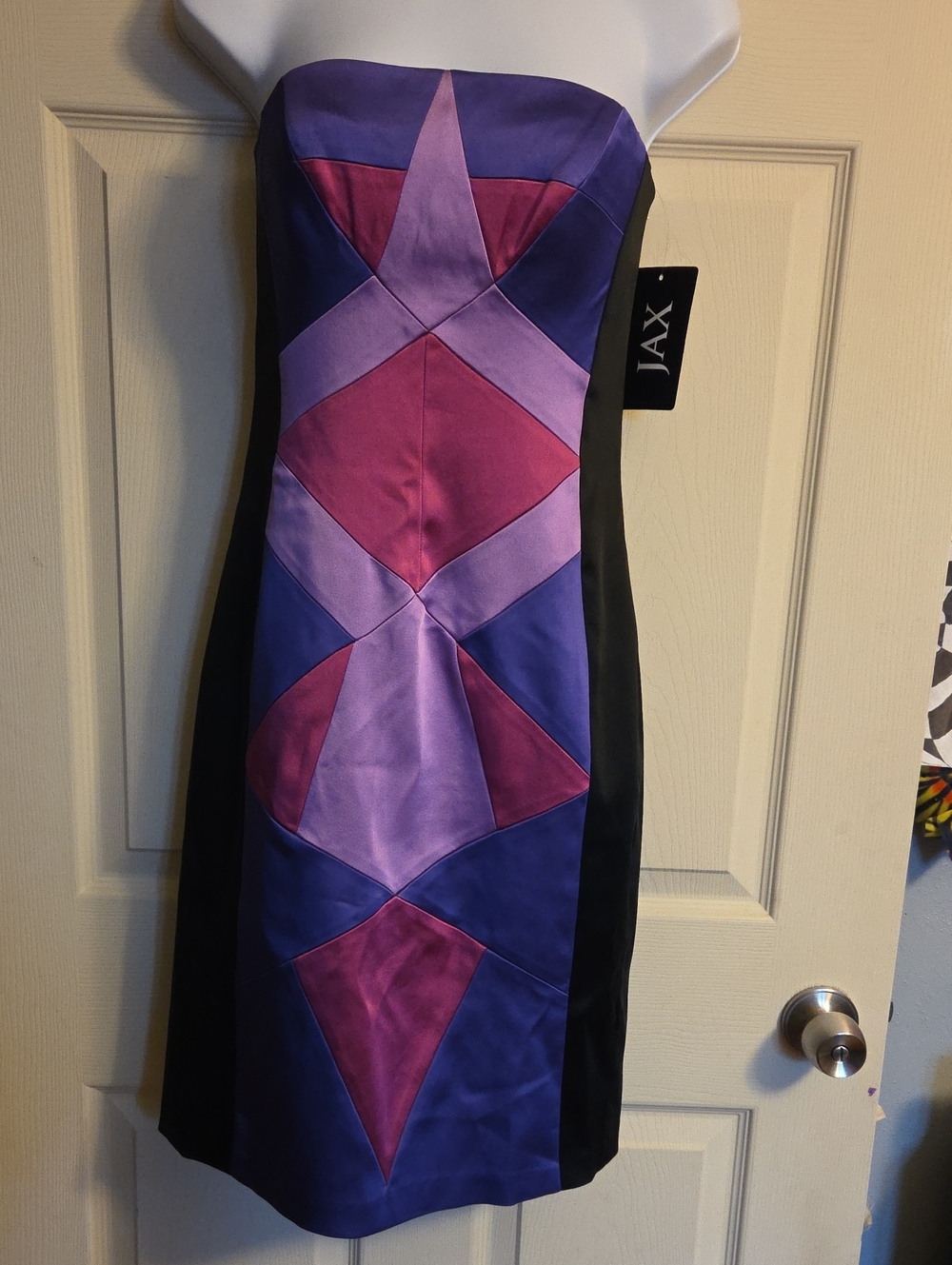 Jax Multicolor Geometric Strapless Dress Size 6 NWT